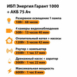 ИБП для котла Энергия Гарант 1000 + Аккумулятор 75 Ач 12 В (600Вт - 68мин) - ИБП и АКБ - ИБП для котлов - Магазин электрооборудования для дома ТурбоВольт